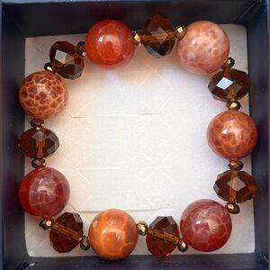 Orange and brown beaded bracelet